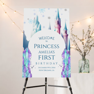 Frozen 1st Birthday Cartoon Castle Welcome Sign
