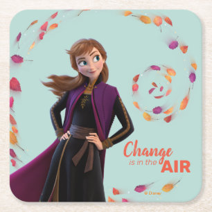 Frozen 2: Anna   Change Is In The Air Square Paper Coaster