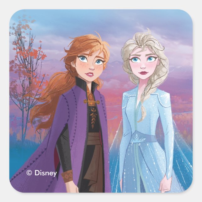Frozen 2 | Anna & Elsa | A Journey Together Square Sticker (Front)