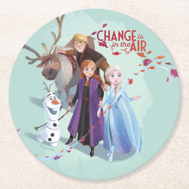 Frozen 2: Anna, Elsa & Friends | Change Round Paper Coaster (Front)