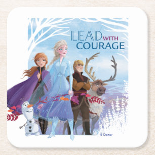 Frozen 2: Anna, Elsa, & Friends   Courage Square Paper Coaster