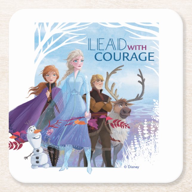 Frozen 2: Anna, Elsa, & Friends | Courage Square Paper Coaster (Front)