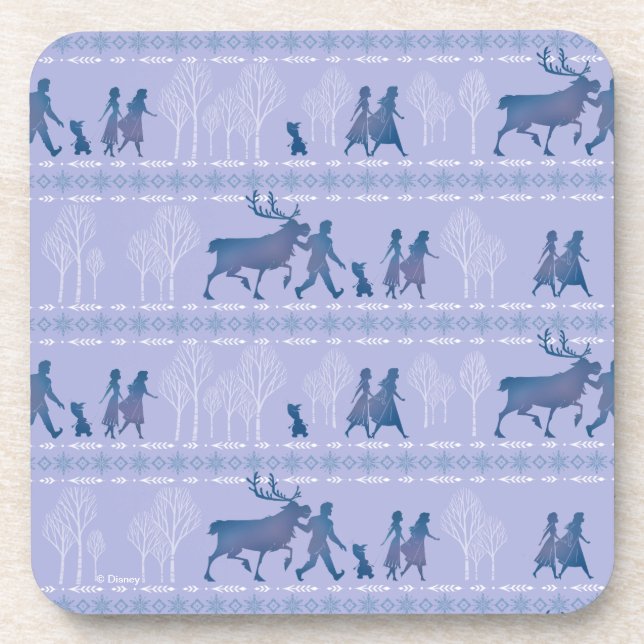 Frozen 2: Anna, Elsa, & Friends Winter Pattern Beverage Coaster (Front)