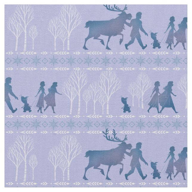 Frozen 2: Anna, Elsa, & Friends Winter Pattern Fabric (Close Up)