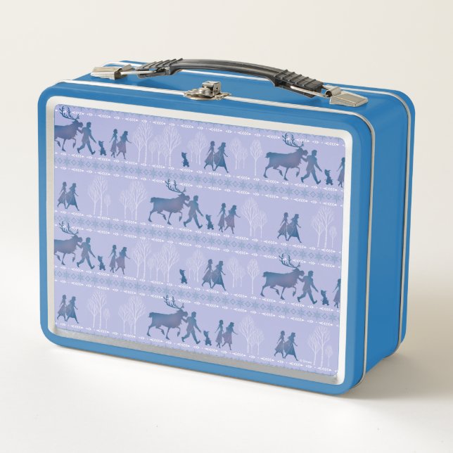 Frozen 2: Anna, Elsa, & Friends Winter Pattern Metal Lunch Box (Front)