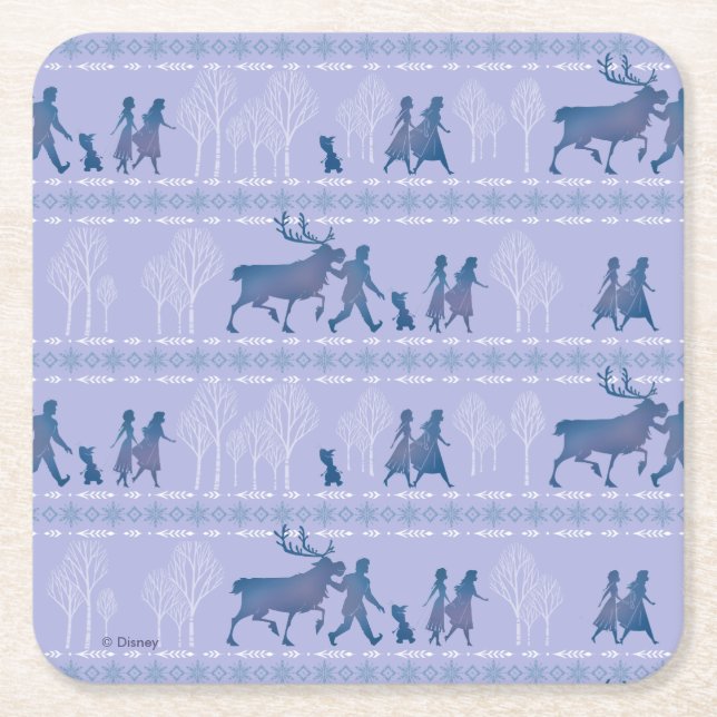 Frozen 2: Anna, Elsa, & Friends Winter Pattern Square Paper Coaster (Front)