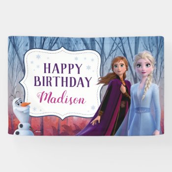 Frozen 2 - Anna & Elsa Happy Birthday Banner by frozen at Zazzle