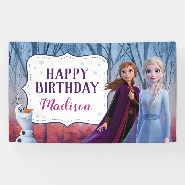 Frozen 2 - Anna & Elsa Happy Birthday Banner (Horizontal)