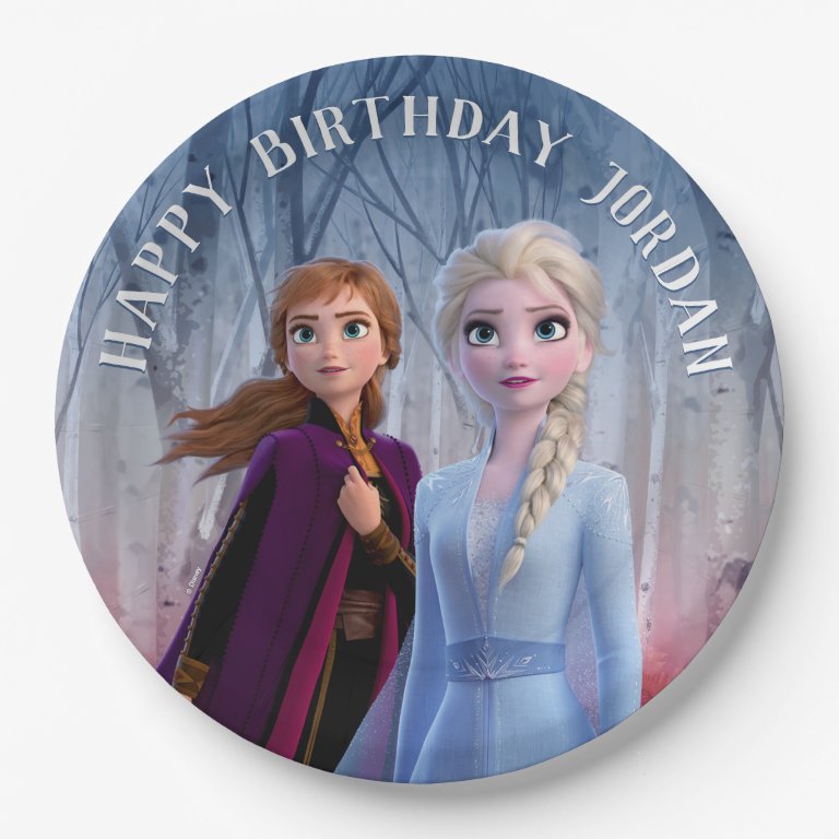 Frozen 2 - Anna &amp; Elsa Happy Birthday Paper Plates