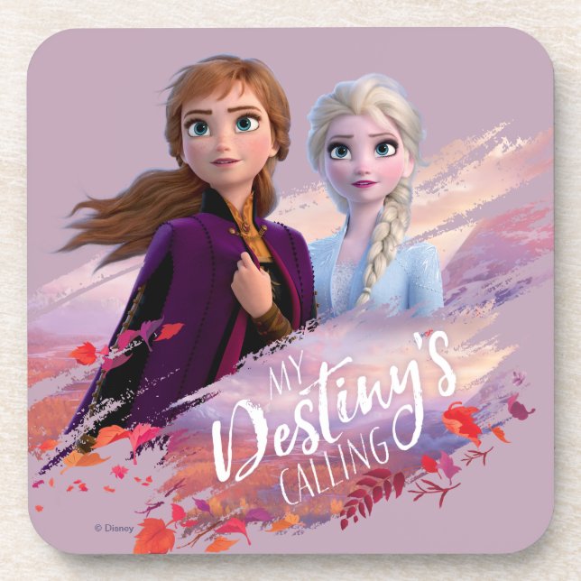 Frozen 2: Anna & Elsa | My Destiny's Calling Beverage Coaster (Front)