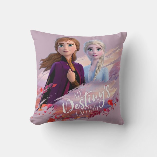 Frozen 2: Anna & Elsa | My Destiny's Calling Throw Pillow (Front)