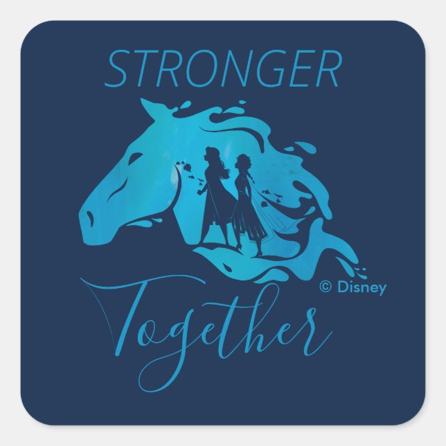 Frozen 2: Anna, Elsa, & Nokk Watercolor Graphic Square Sticker (Front)