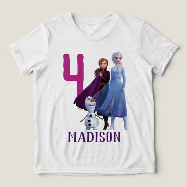 Frozen 2 - Anna, Elsa & Olaf Birthday Girl Tri-Blend Shirt (Design Front)