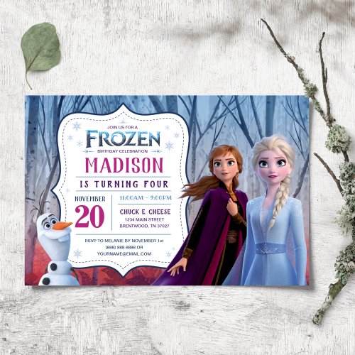 Frozen 2 _ Anna Elsa  Olaf Birthday Party Invitation