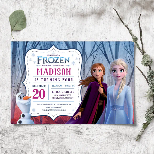 Frozen 2 - Anna, Elsa & Olaf Birthday Party Invitation | Zazzle