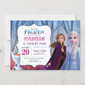 Frozen 2 - Anna, Elsa & Olaf Birthday Party Magnetic Invitation (Front)