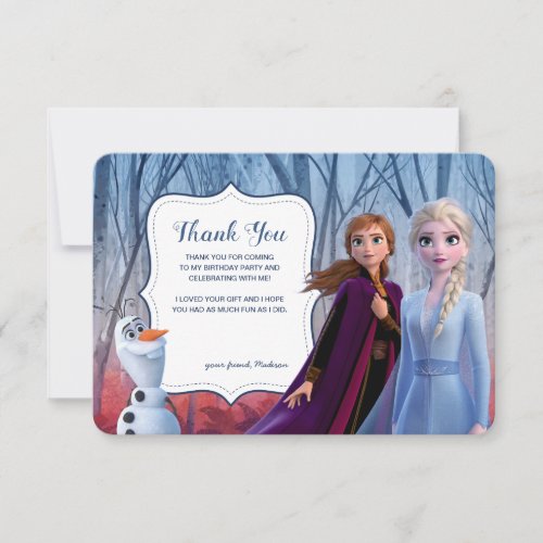 Frozen 2 _ Anna Elsa  Olaf Birthday Thank You Invitation
