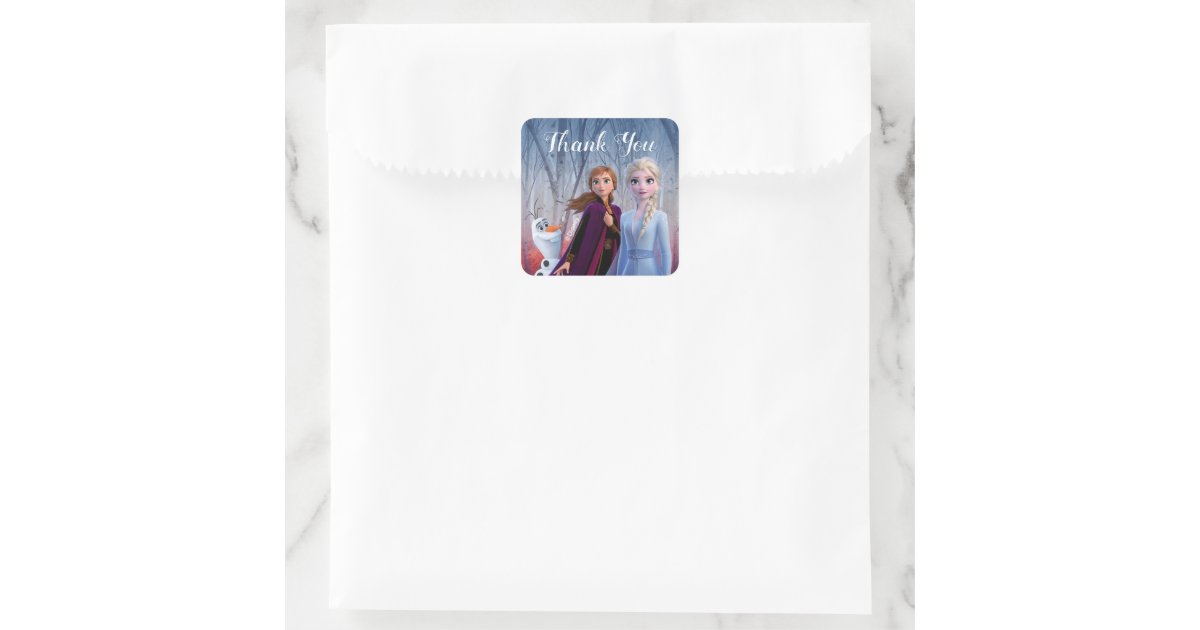 Frozen 2 Anna Elsa Olaf Birthday Thank You Square Sticker Zazzle Com