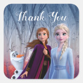 Frozen 2 - Anna, Elsa & Olaf Birthday Thank You Square Sticker (Front)