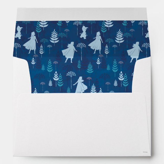 Frozen 2: Anna, Elsa, & Olaf Blue Foliage Pattern Envelope (Back (Bottom))