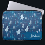 Frozen 2: Anna, Elsa, & Olaf Blue Foliage Pattern Laptop Sleeve<br><div class="desc">Frozen 2 | This beautiful pattern features the silhouettes of Anna,  Elsa,  Olaf,  and various forest foliage in different shades of blue,  green,  and pink.</div>