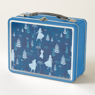 Frozen 2: Anna, Elsa, & Olaf Blue Foliage Pattern Metal Lunch Box