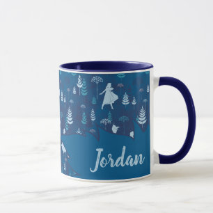 Frozen 2: Anna, Elsa, & Olaf Blue Foliage Pattern Mug