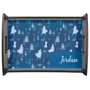Frozen 2: Anna, Elsa, & Olaf Blue Foliage Pattern Serving Tray