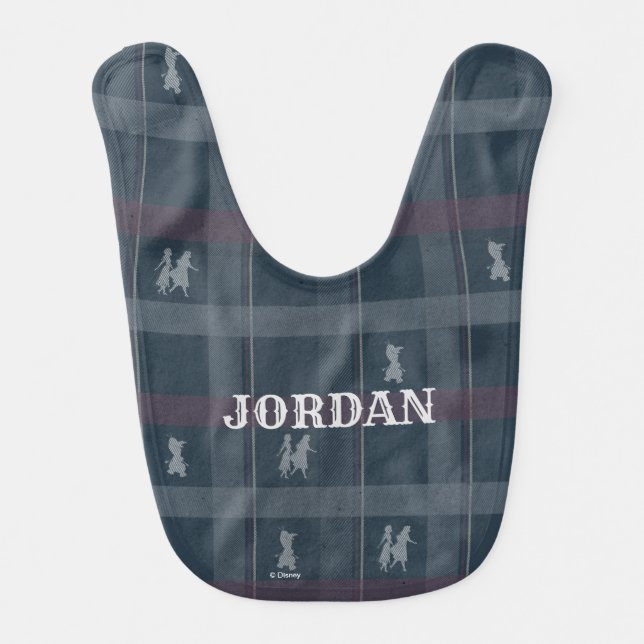 Frozen 2: Anna, Elsa, & Olaf Tartan Pattern Baby Bib (Front)