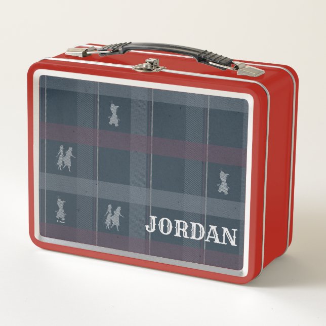 Frozen 2: Anna, Elsa, & Olaf Tartan Pattern Metal Lunch Box (Front)