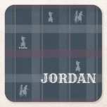 Frozen 2: Anna, Elsa, &amp; Olaf Tartan Pattern Square Paper Coaster