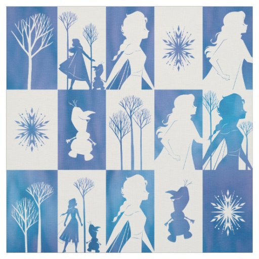 Frozen 2: Anna, Elsa, & Olaf Winter Tile Pattern Fabric