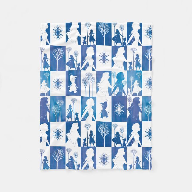 Frozen 2: Anna, Elsa, & Olaf Winter Tile Pattern Fleece Blanket (Front)