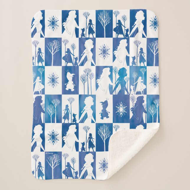 Frozen 2: Anna, Elsa, & Olaf Winter Tile Pattern Sherpa Blanket (Front)