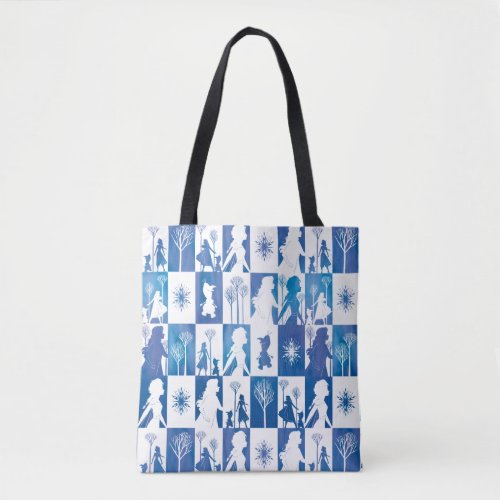 Frozen 2 Anna Elsa  Olaf Winter Tile Pattern Tote Bag