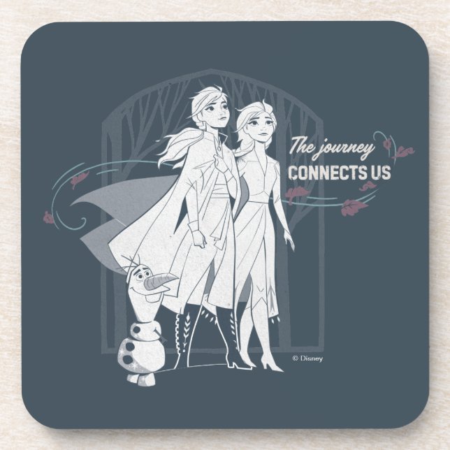 Frozen 2: Anna & Elsa | The Journey Connects Us Beverage Coaster (Front)