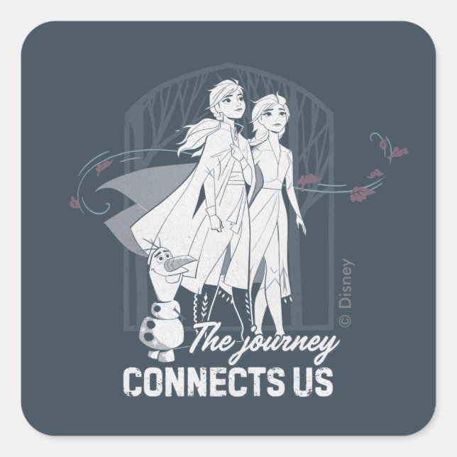 Frozen 2: Anna & Elsa | The Journey Connects Us Square Sticker (Front)