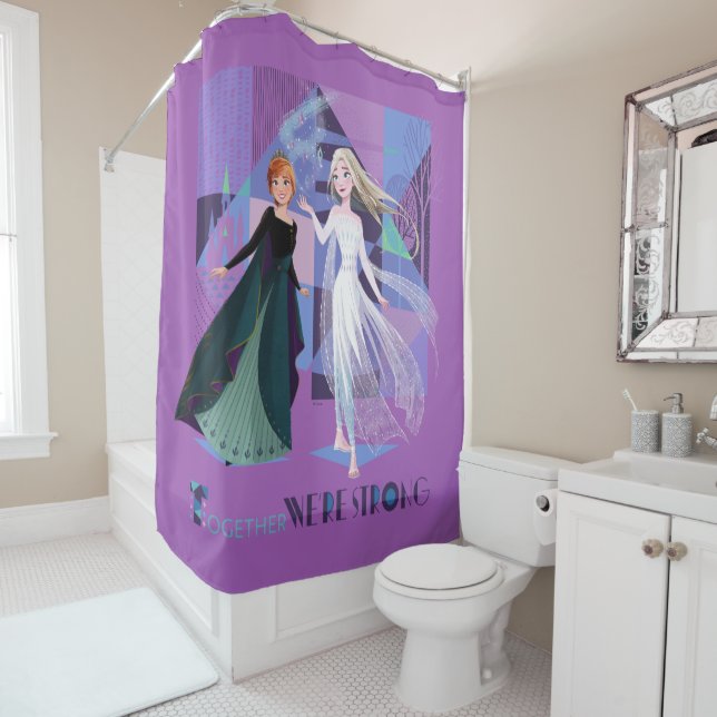 Frozen 2 | Anna & Elsa - Together We're Strong Shower Curtain (In Situ)