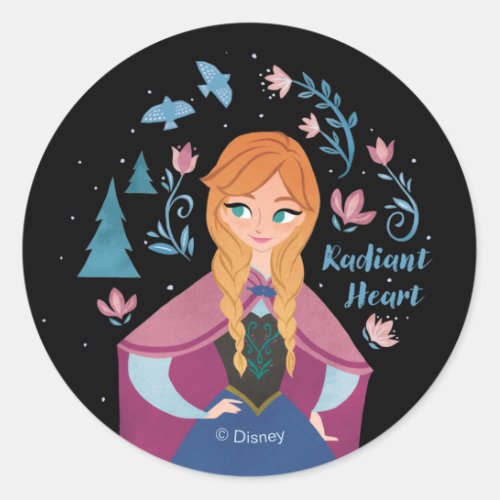 Frozen 2  Anna Radiant Heart Watercolor Classic Round Sticker