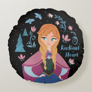 Frozen 2 Anna "Radiant Heart" Watercolor Round Pillow