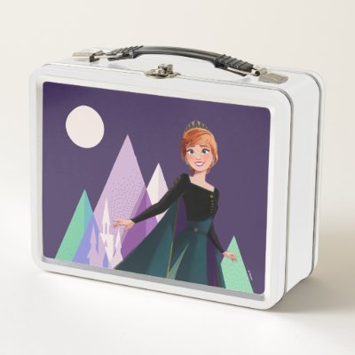Disney Frozen Princess Elsa Anna & Olaf Deluxe Large Purple Tin Lunch Box 