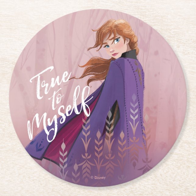 Frozen 2: Anna | True to Myself Round Paper Coaster (Front)