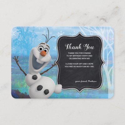 Frozen 2 - Chalkboard Olaf Birthday Thank You Invitation