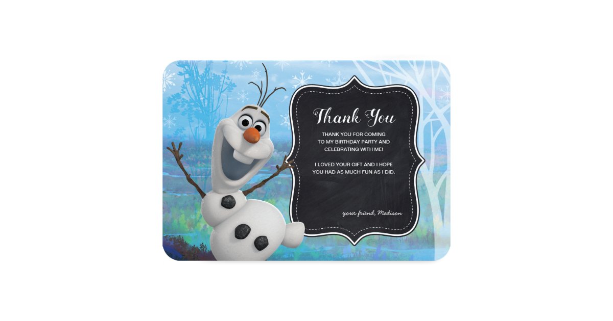 Frozen 2 Chalkboard Olaf Birthday Thank You Invitation Zazzle Com