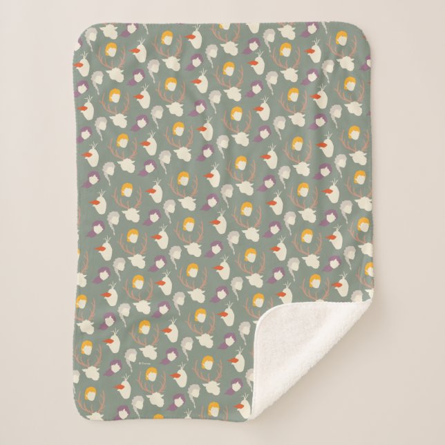 Frozen 2 | Character Wood Cut Pattern Sherpa Blanket (Front)