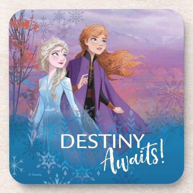 Frozen 2: Elsa & Anna | Destiny Awaits! Beverage Coaster (Front)