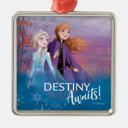 Frozen 2 Elsa  Anna  Destiny Awaits Metal Ornament