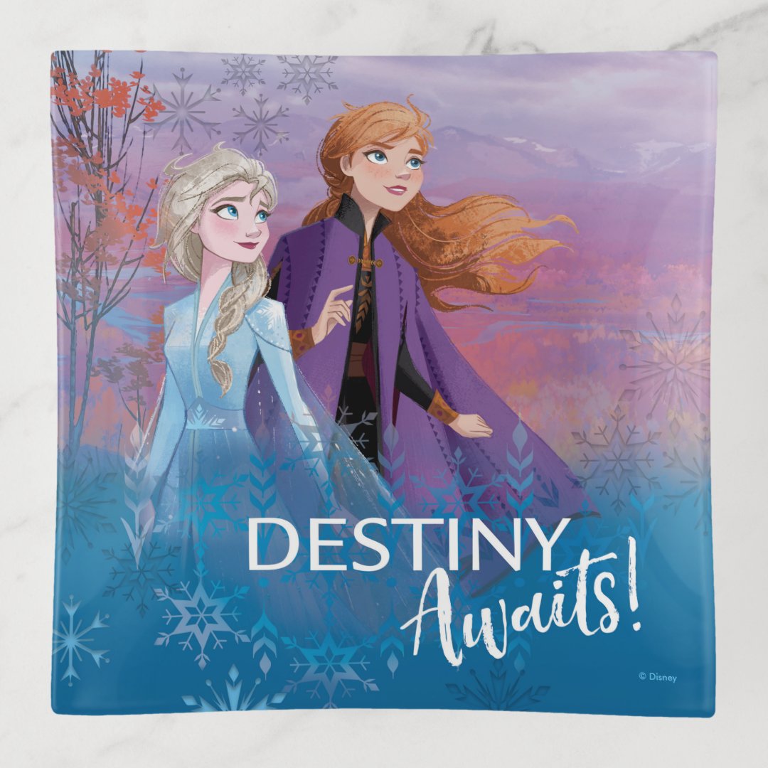 Frozen 2 Elsa And Anna Destiny Awaits Trinket Tray Zazzle 