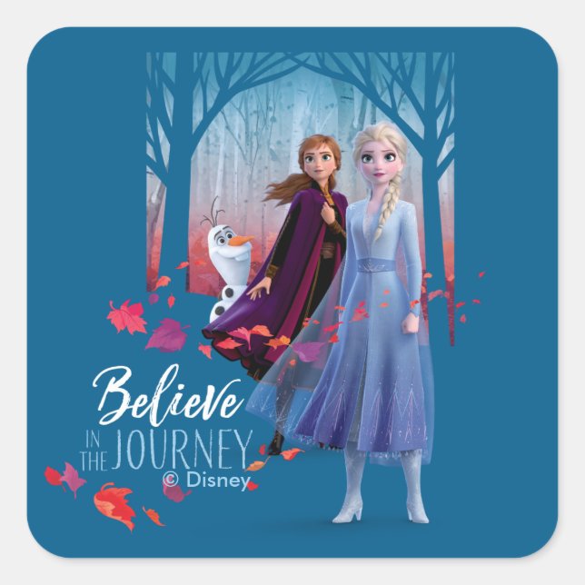 Frozen 2: Elsa, Anna, & Olaf | Believe Square Sticker (Front)