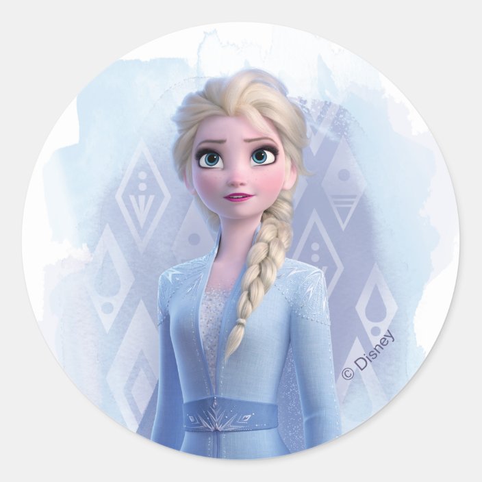 frozen 2 elsa face your fear classic round sticker